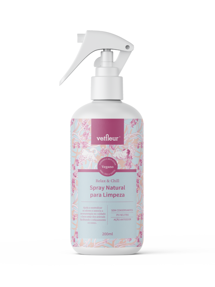 Spray de Limpeza Antiodor Relax&Chill Limpa Patinhas e Corpo Vetfleur 200ml