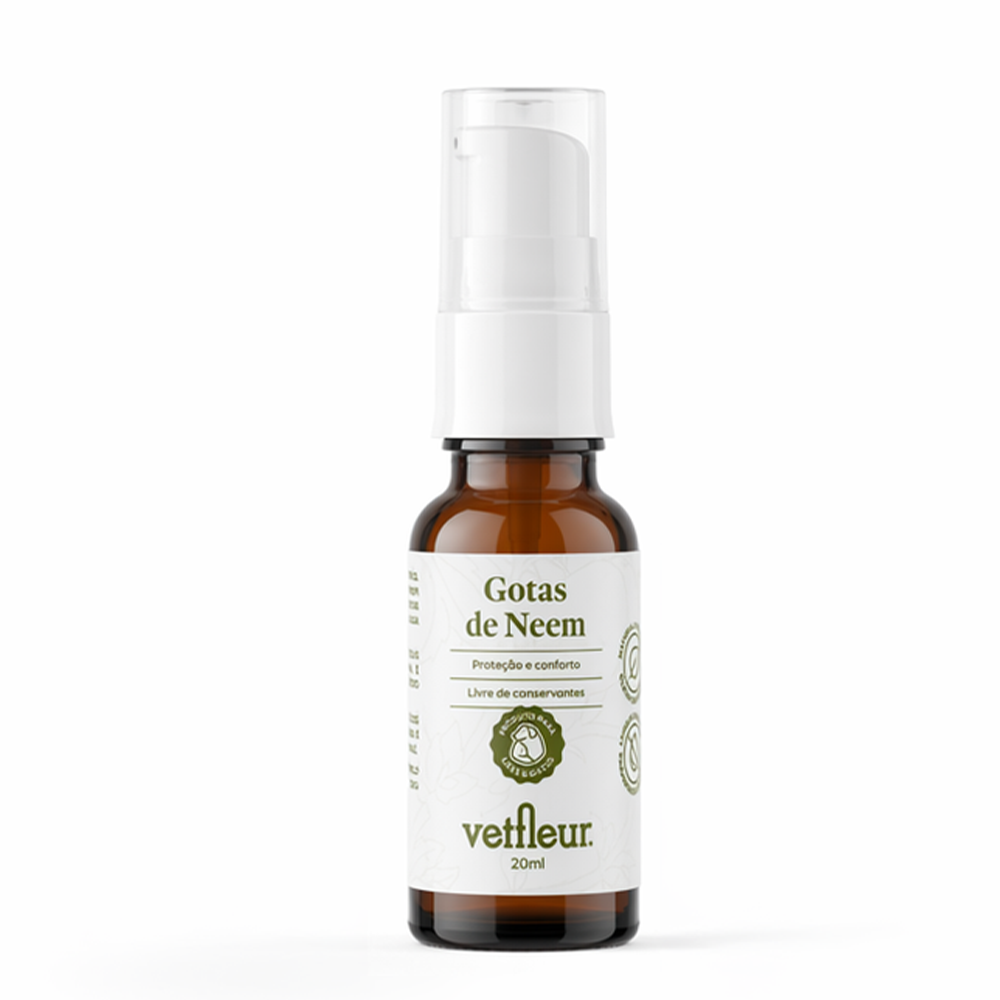 Gotas de neem Bioprotetor Vetfleur 20ml_ Gotas de Neem Bioprotetor para Cães e Gatos Vetfleur 20ml - Imagem 1